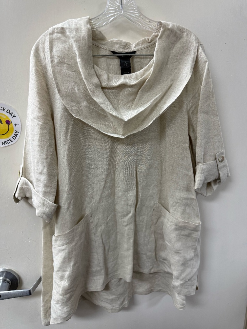 NWOT Ali Miles Cowl neck Linen Tunic